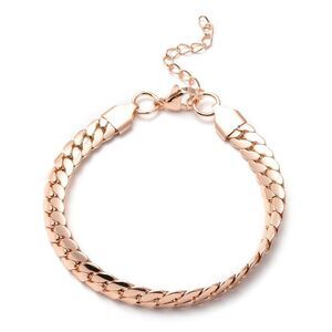 Herringbone Chain Bracelet in ION Plated Rose Gold Stainless Steel